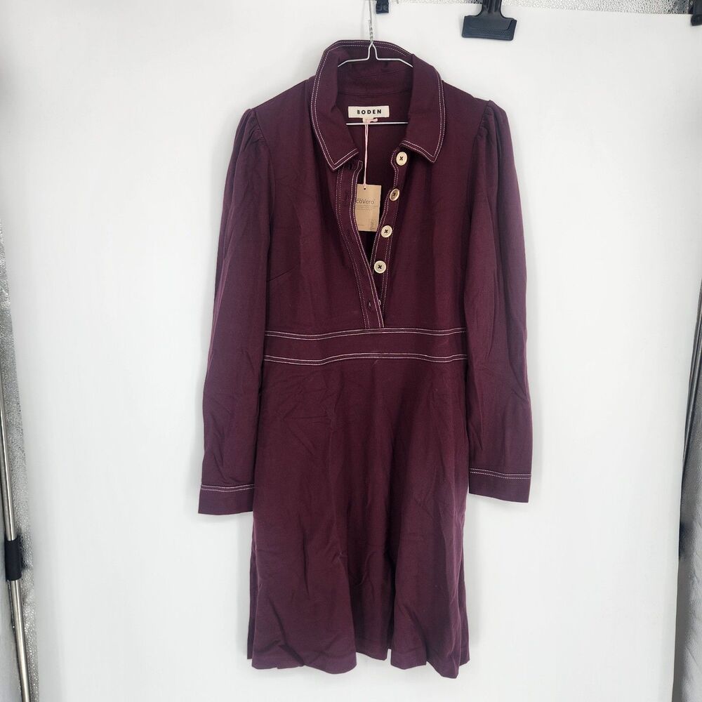 NWT Boden Women's 6R Dark Cherry Nicolette Long Sleeve Dress‎